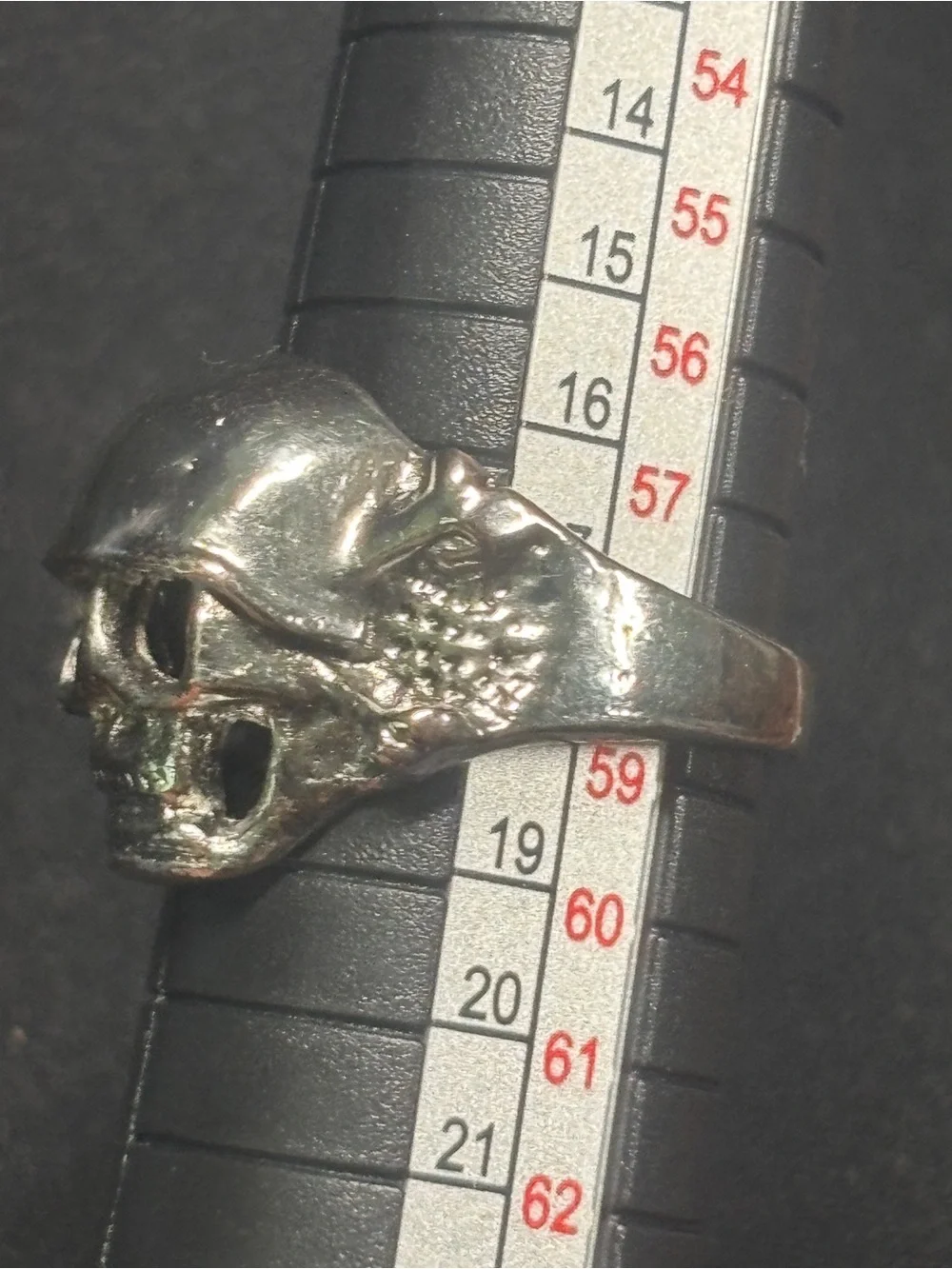 Men's Skull Helmet Ring in Distressed Silver Tone
